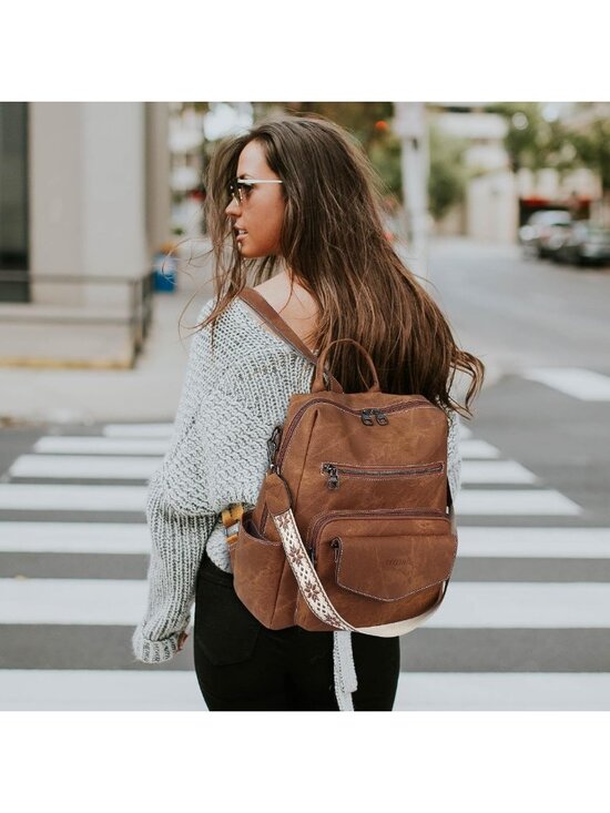 Stylish PU Leather Backpack Purse for Women - Small Travel Handbag & Shoulder